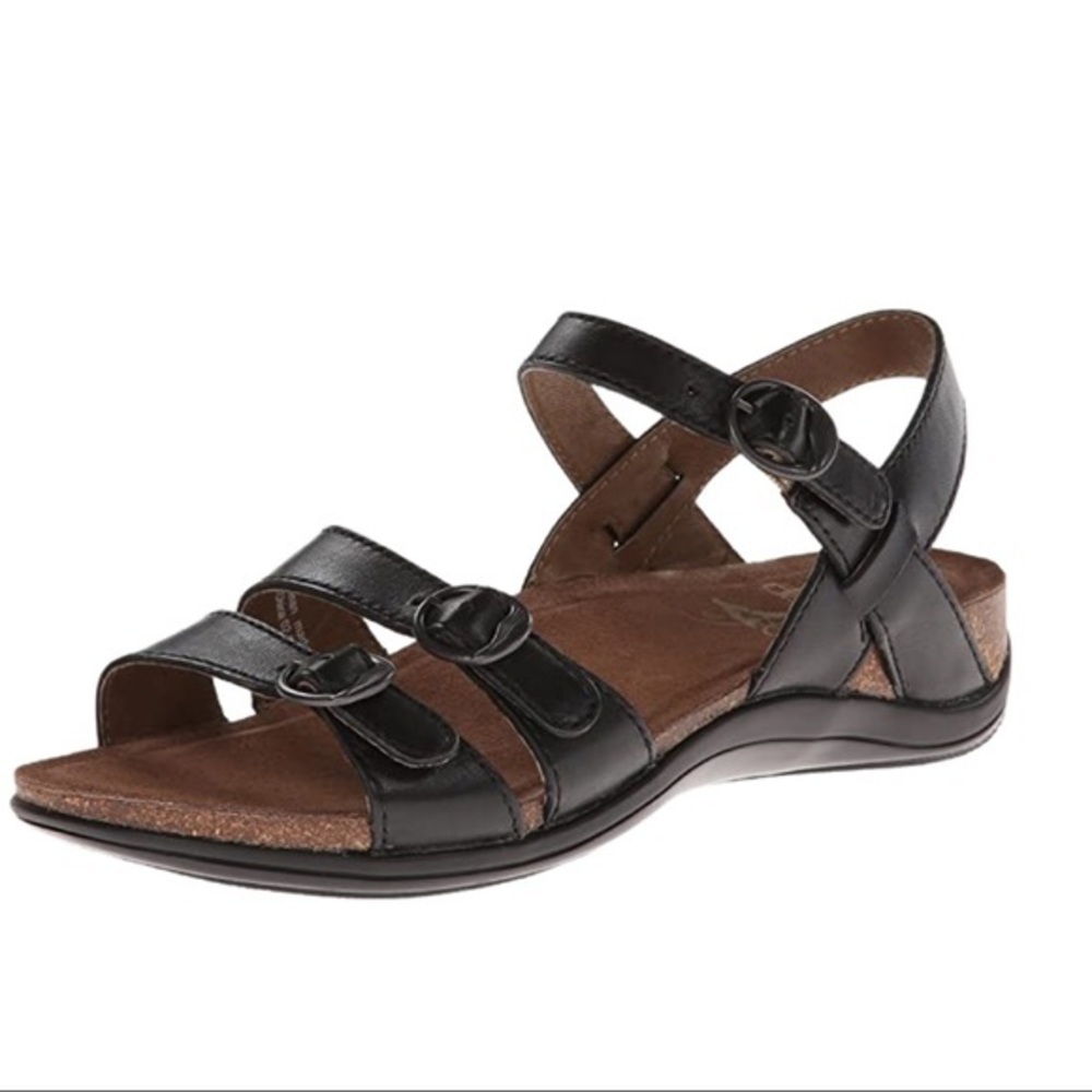 Dansko Janis Black Leather Sandals (38)
